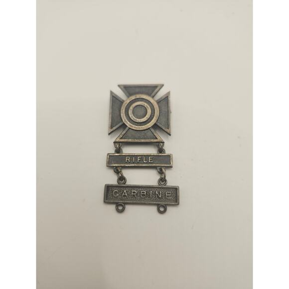 WWII US Army Marksman Qualification Badge Rifle Carbine Bars Sterling Silver - Picture 1 of 4